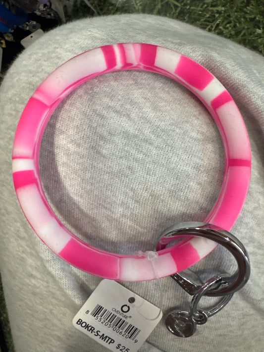 TICKLED PINK MARBLE SILICONE BIG O KEY RING
