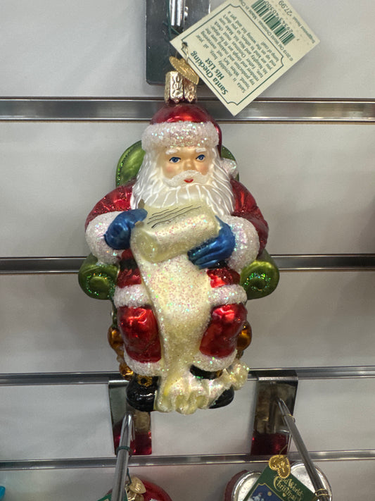 CHRISTMAS ORNAMENT - SANTA CHECKING HIS LIST
