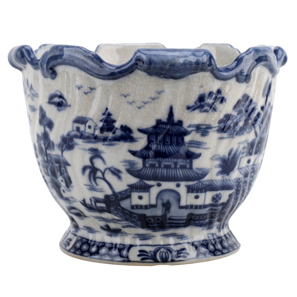 PORCELAIN PLANTER - BLUE WILLOW