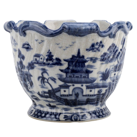 PORCELAIN PLANTER - BLUE WILLOW