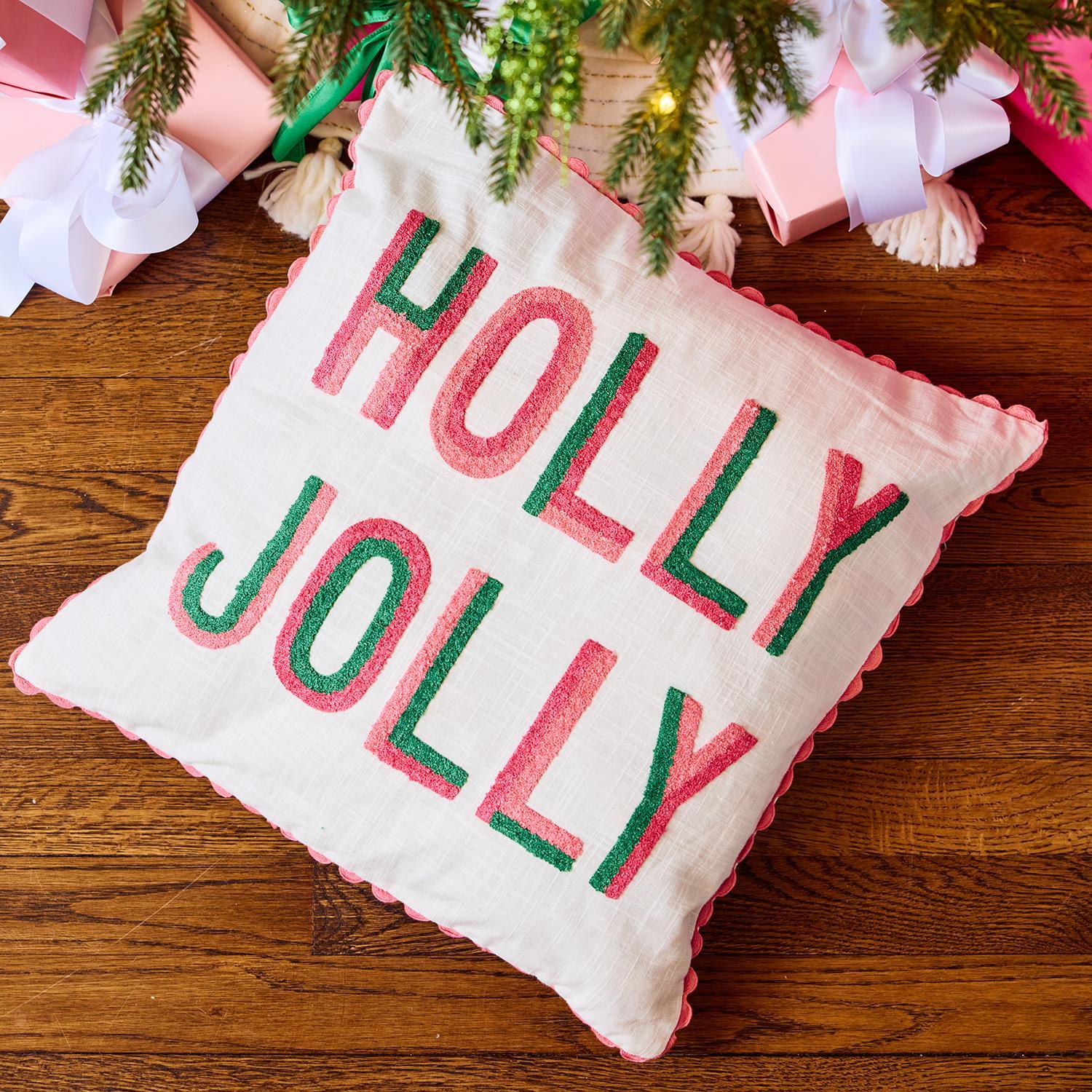 Square Pillow Holly Jolly
