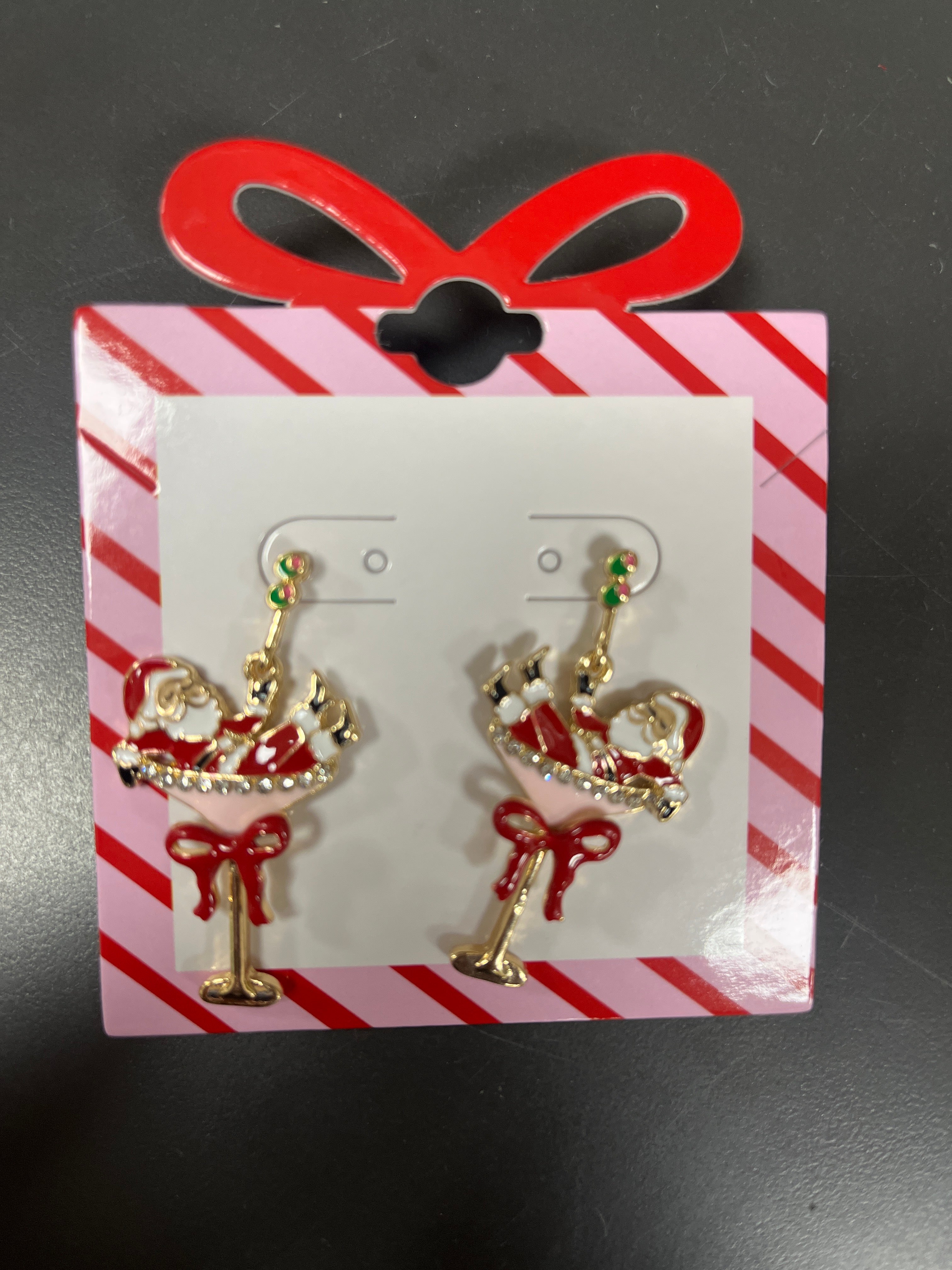 SANTA IN GLASS POST EARRINGS