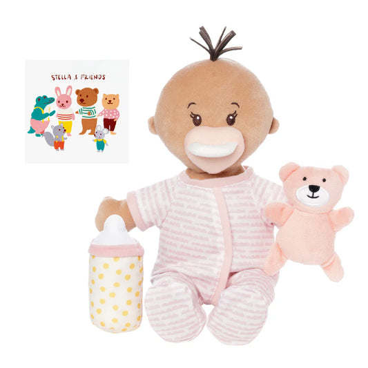 LOVE, STELLA SLEEPY TIME SET BEIGE DOLL WITH BROWN TUFT