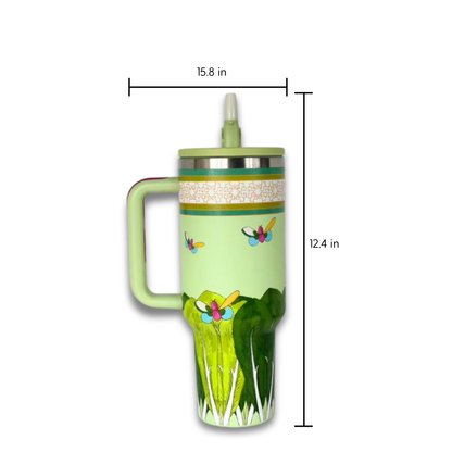 VINTAGE INSPIRED FLIP STRAW TUMBLER WITH HANDLE - 40 OZ