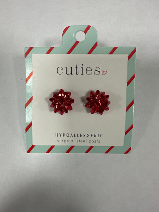 RED HOLIDAY BOWS EARRINGS