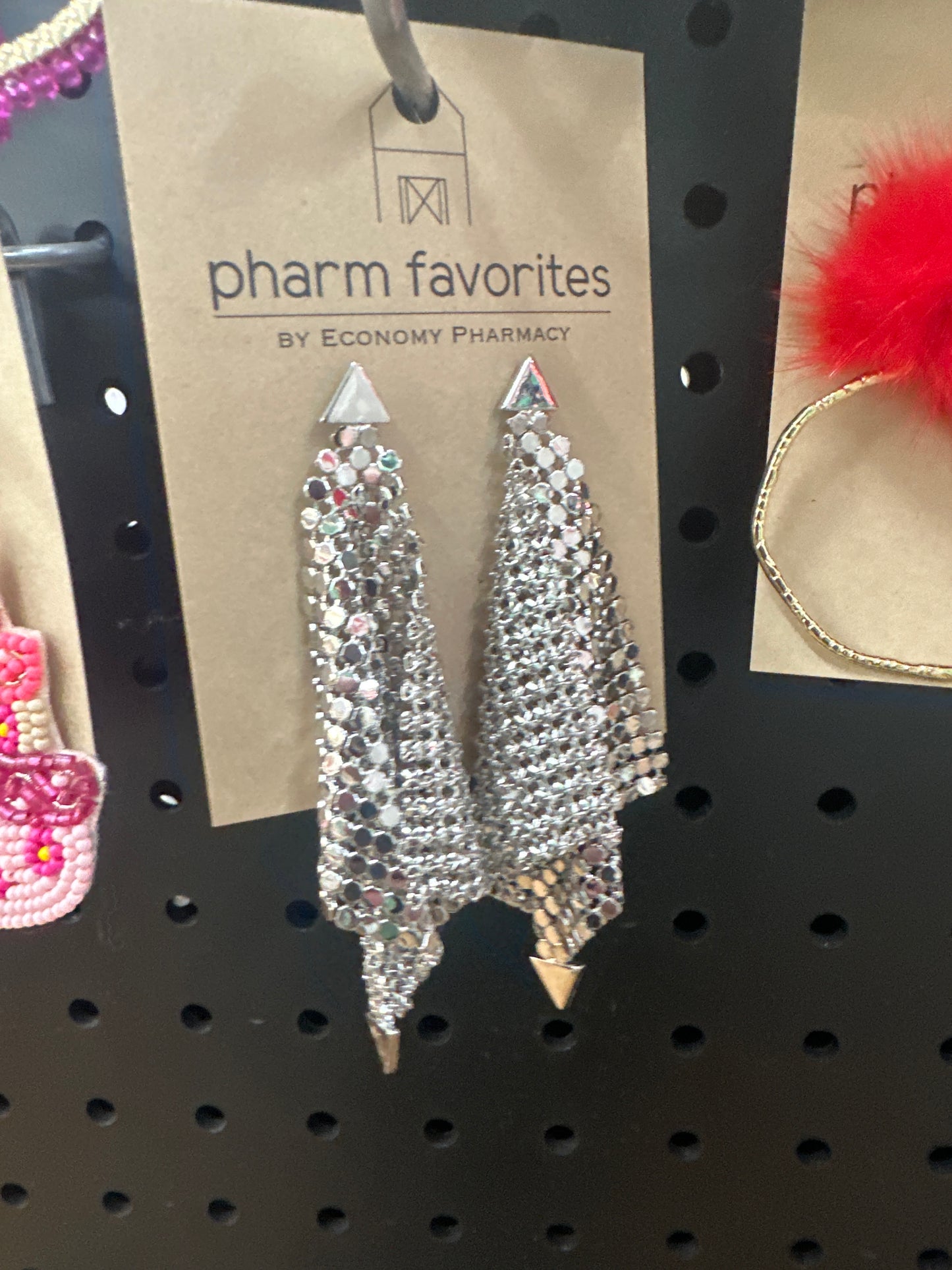 METAL MESH DROP EARRINGS - SILVER