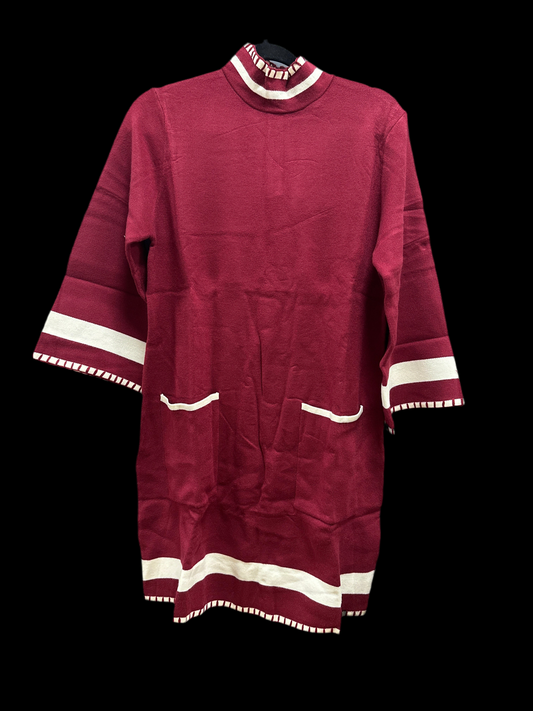 CRIMSON SWEATER DRESS WITH CRIM CONTRAST TRIM