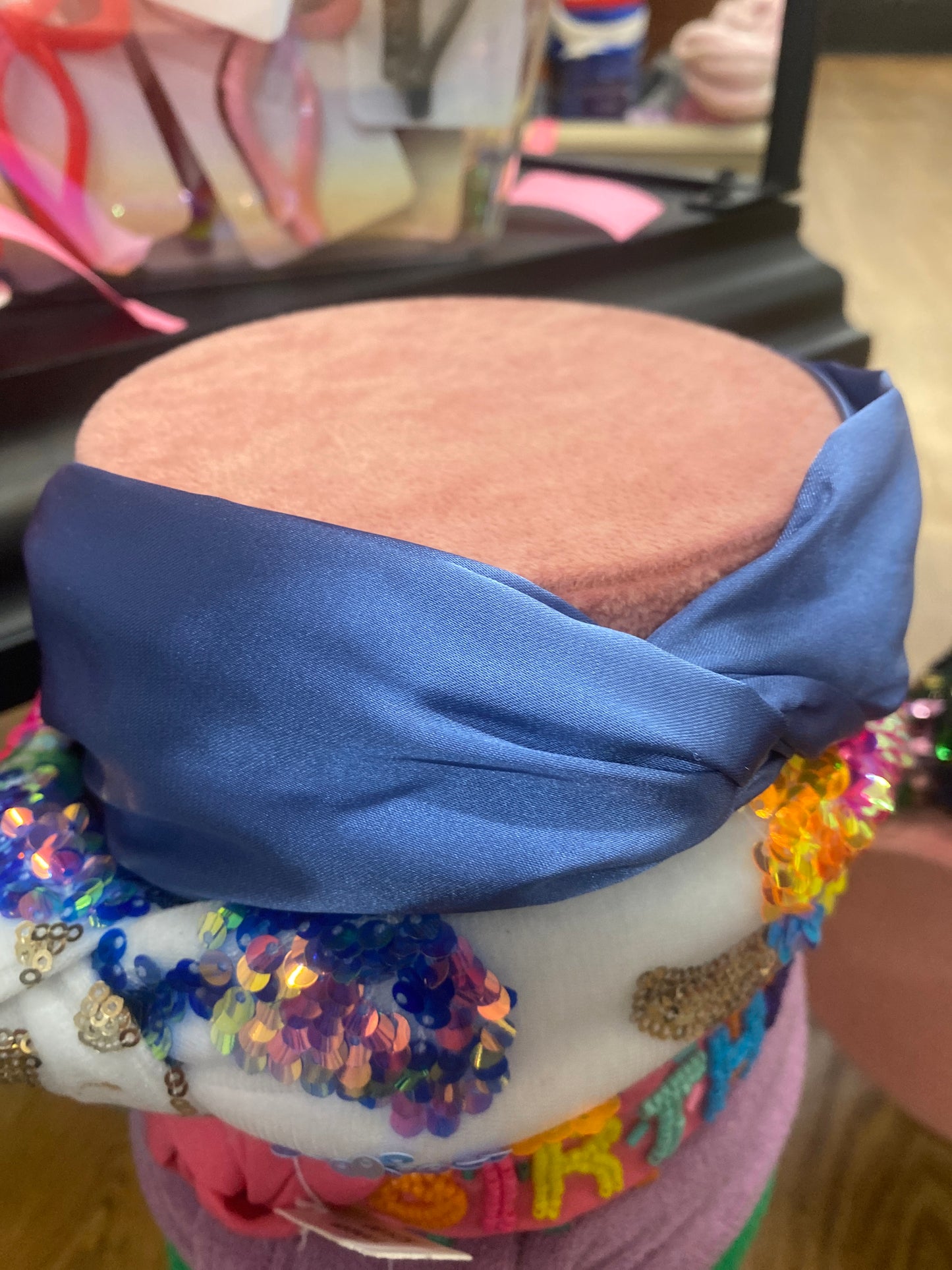 BLUE SATIN HEADBAND