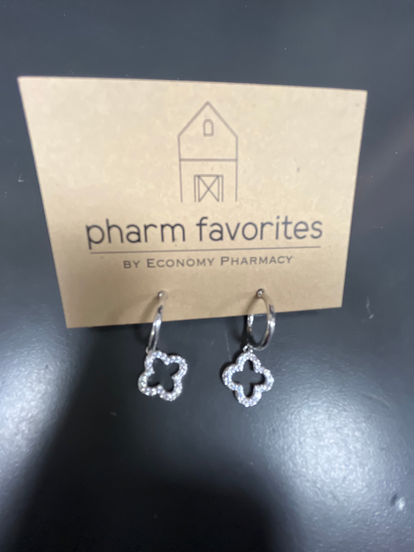 HOOP & PAVE CLOVER CHARM EARRINGS