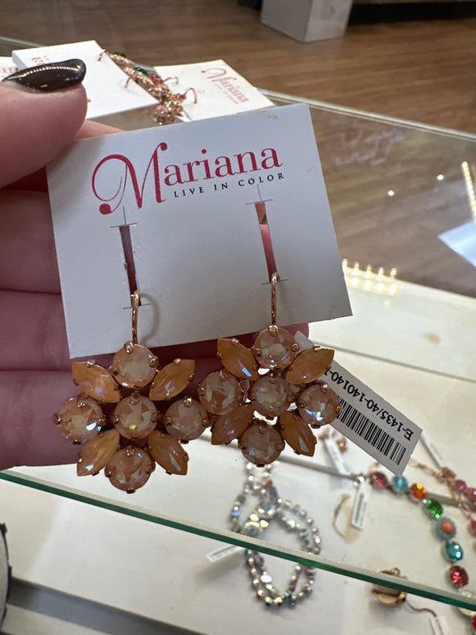 MARIANA RG FLORAL EARRINGS - W/PEACH CRYSTALS