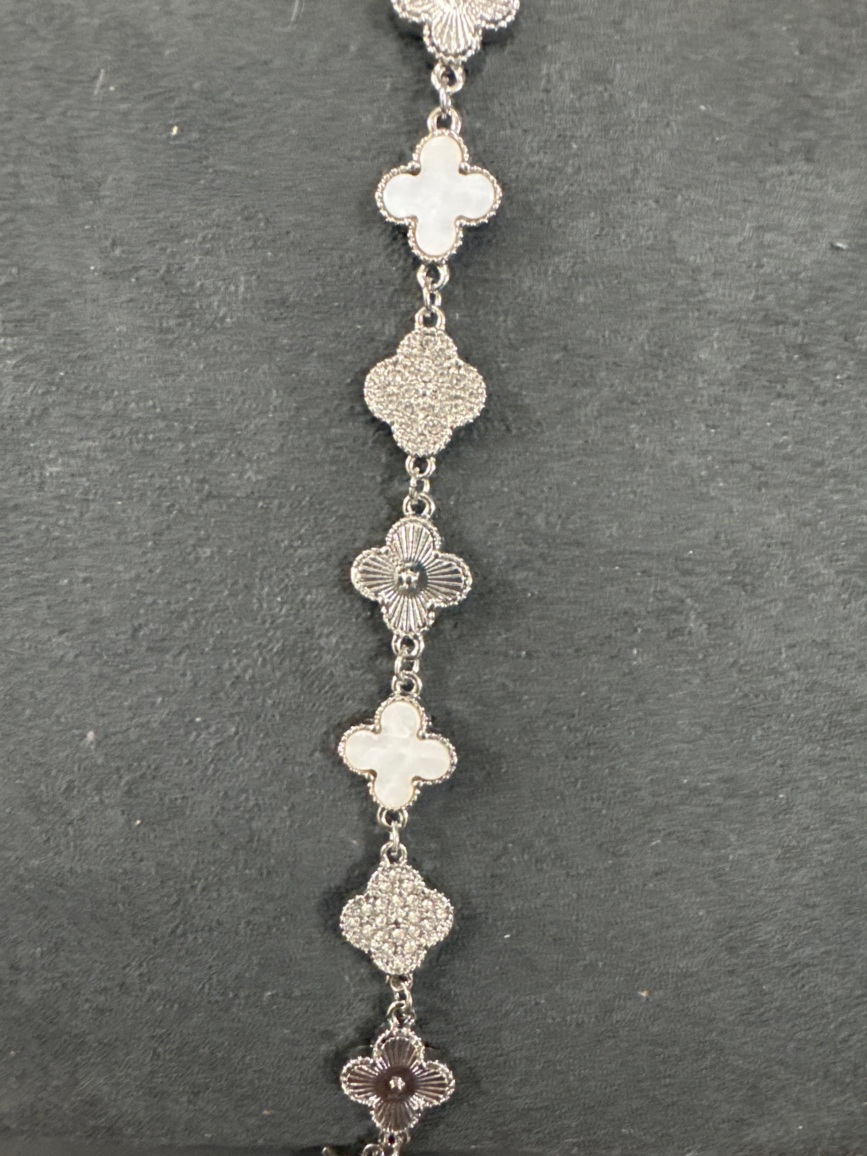 SILVER & IVORY CLOVER BRACELET