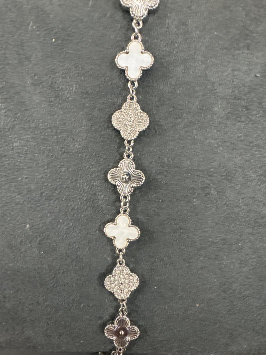 SILVER & IVORY CLOVER BRACELET