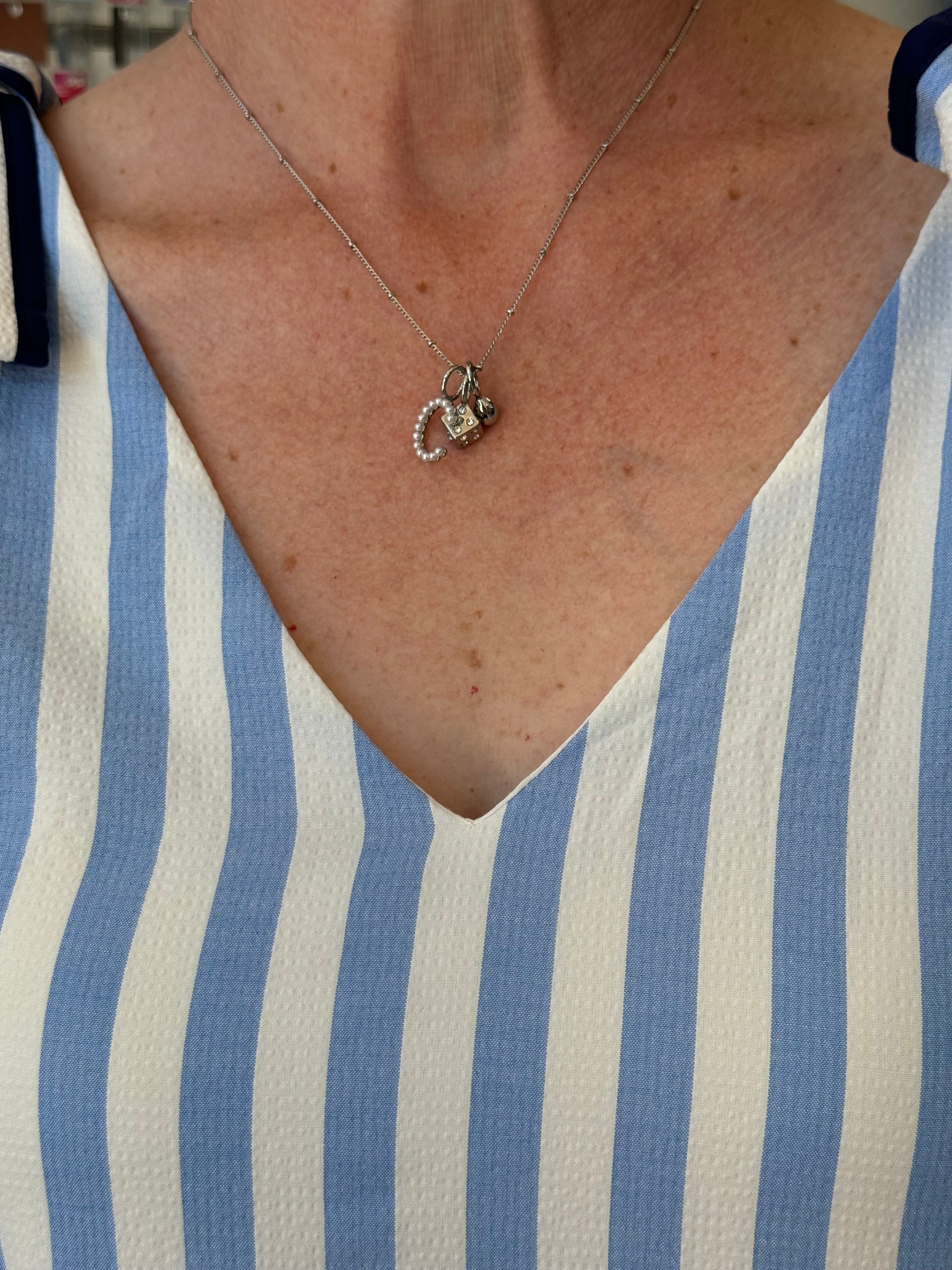 Blue and White Stripe Tie Dress with Navy Trim