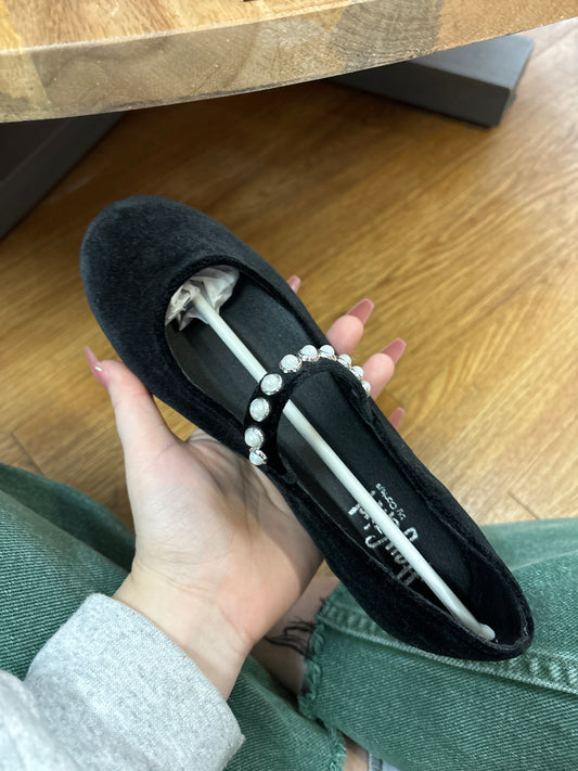 CORKYS - TEA TIME BLACK VELVET BALLET FLAT - 6