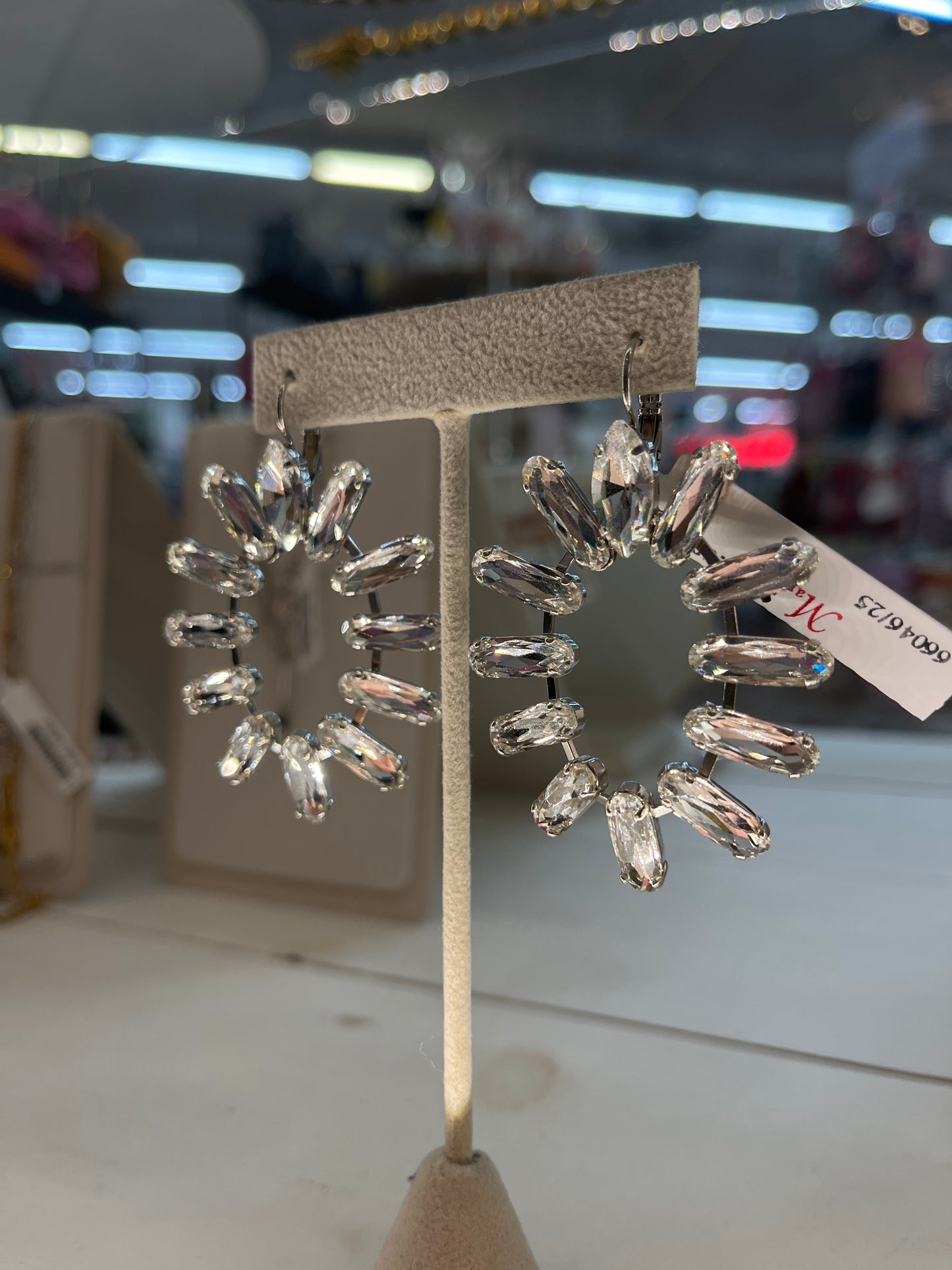 SLVR CLEAR CRYSTAL EARRINGS