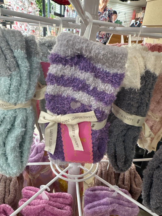 SOFT N COZY SOCKS - STRIPE - PURPLE