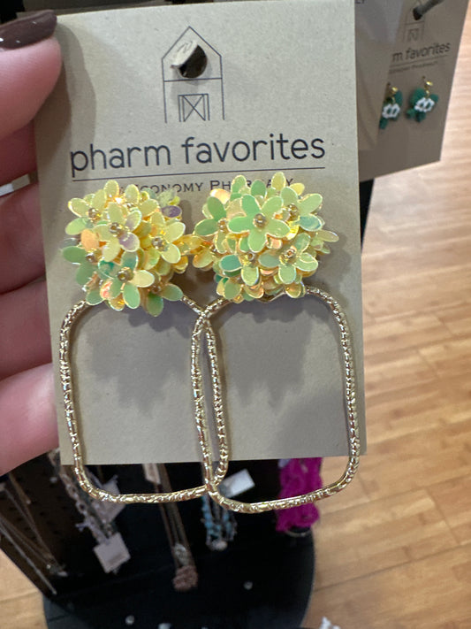 IRIDESCENT FLOWER HOOPS - YELLOW/RECTANGLE