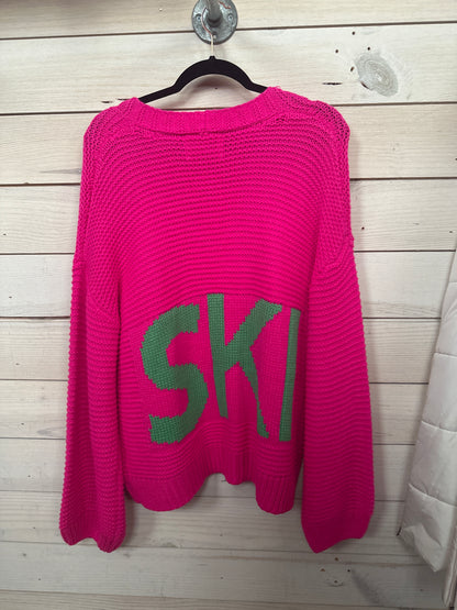 PINK CARDIGAN W/GREEN SKI