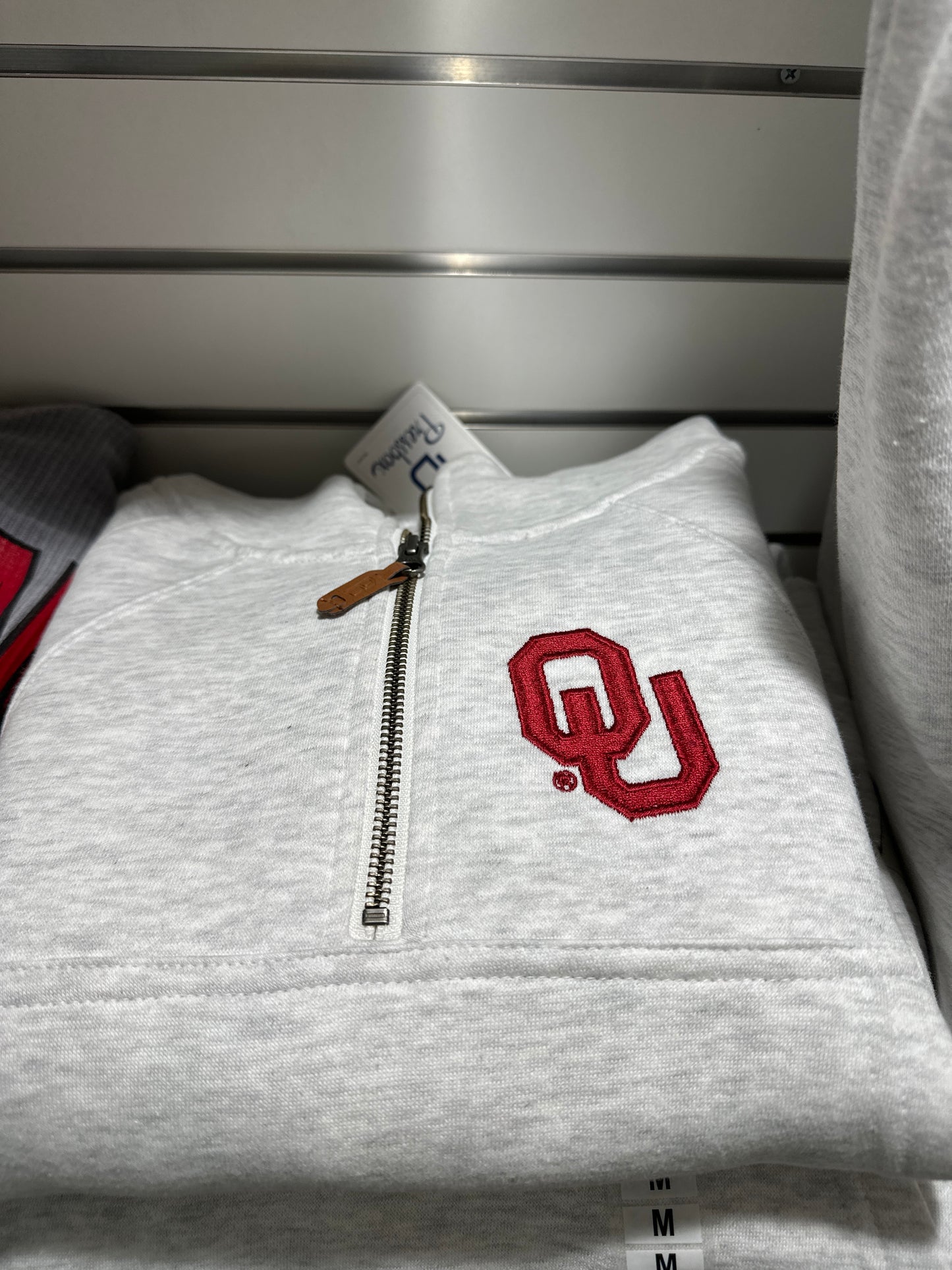 OU BRONCO GRAY HALF ZIP - S