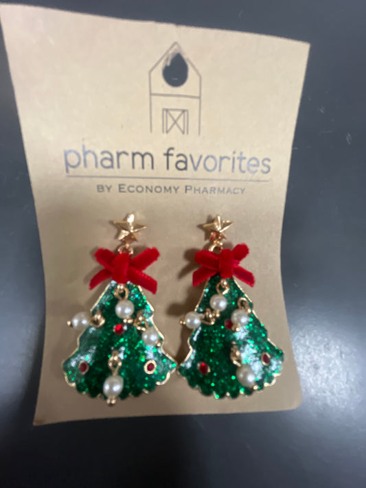 Enamel Christmas Tree Earrings