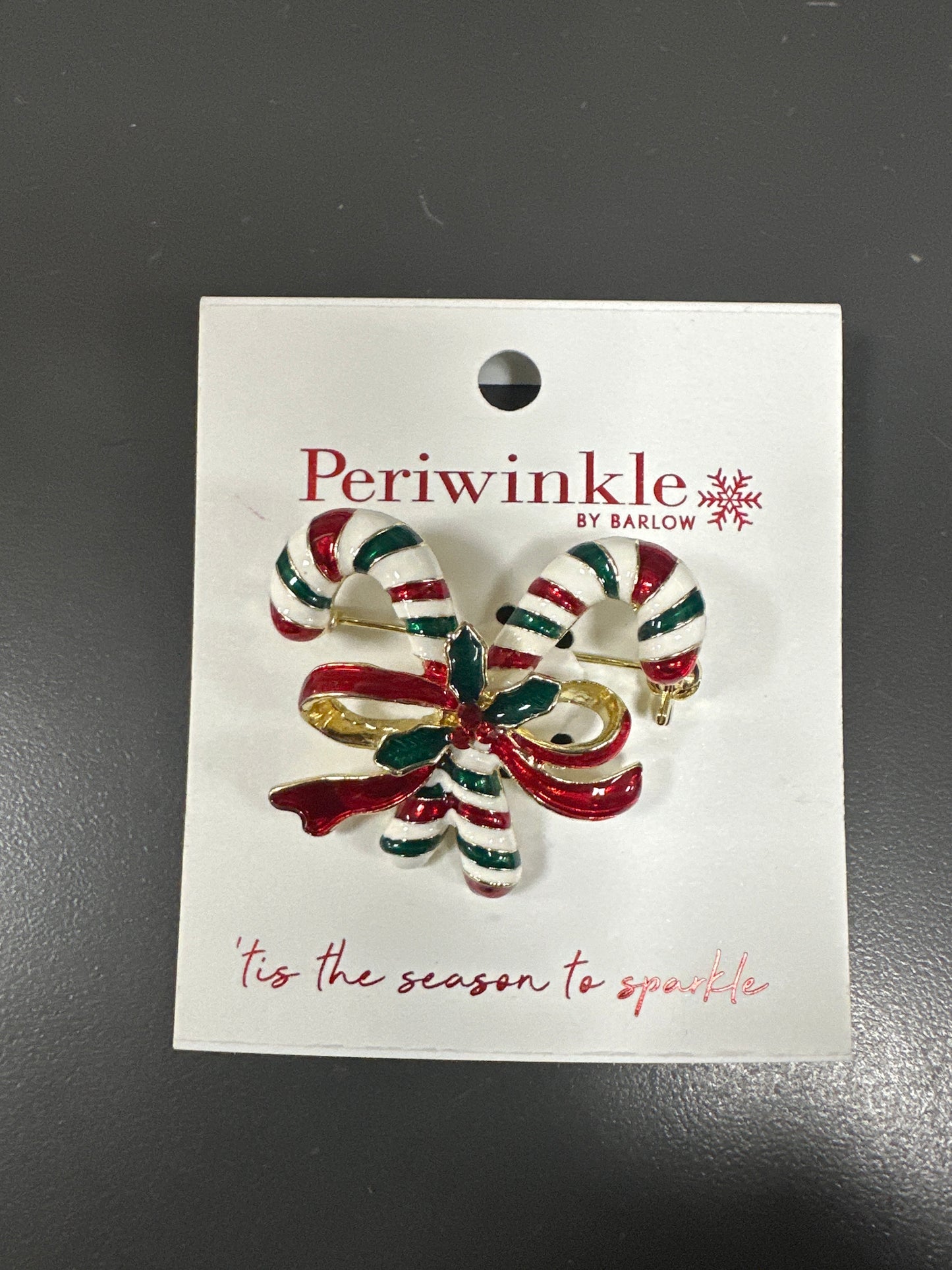 CANDY CANES CROSSED BROOCH