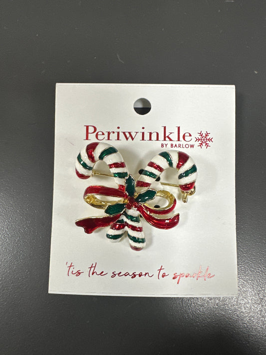 CANDY CANES CROSSED BROOCH