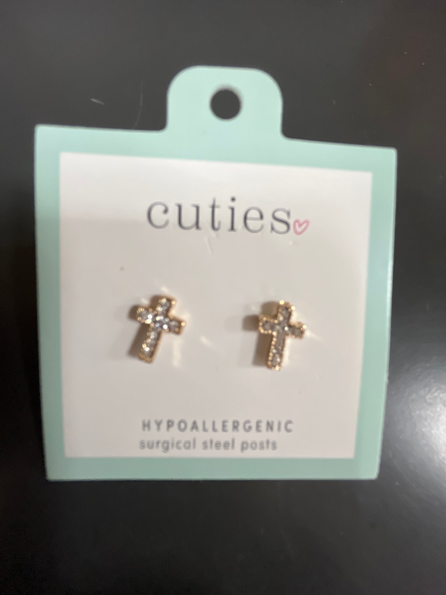 GOLD CRYSTAL CROSSES EARRINGS