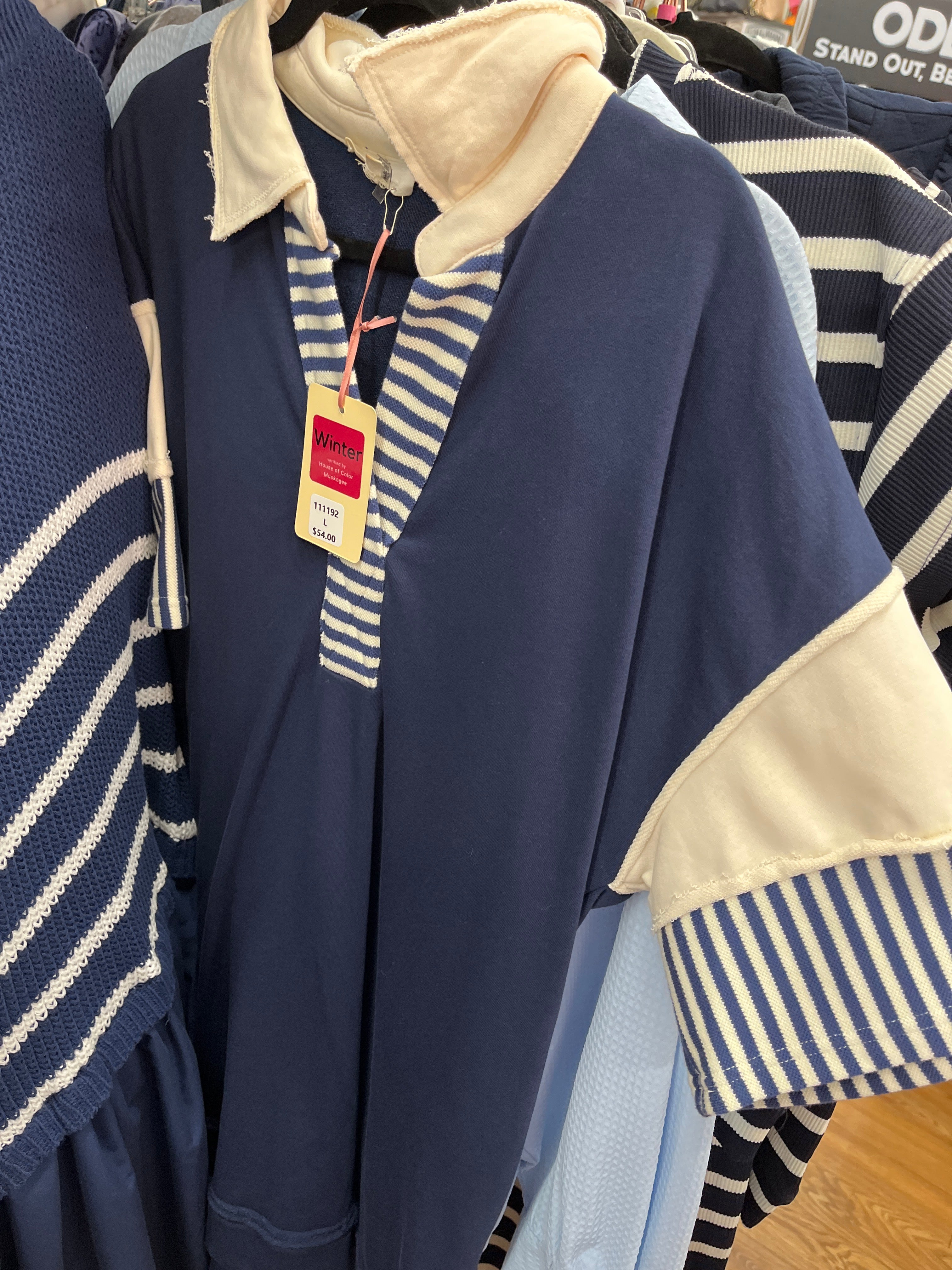 NAVY/WHITE STRIPE POLO SHIRT DRESS
