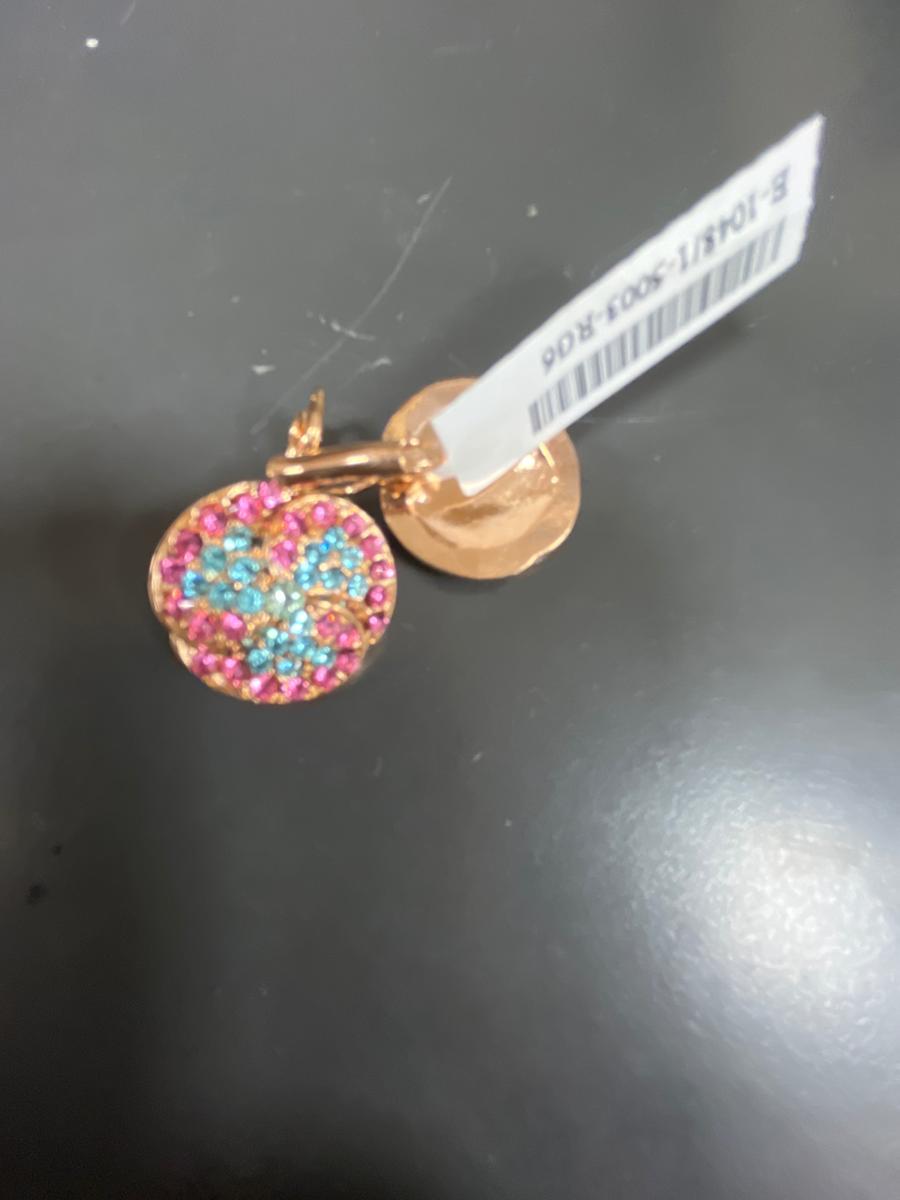 MARIANA - EARRINGS - ROSE GOLD - PINK AND TURQUOISE MEDALLION