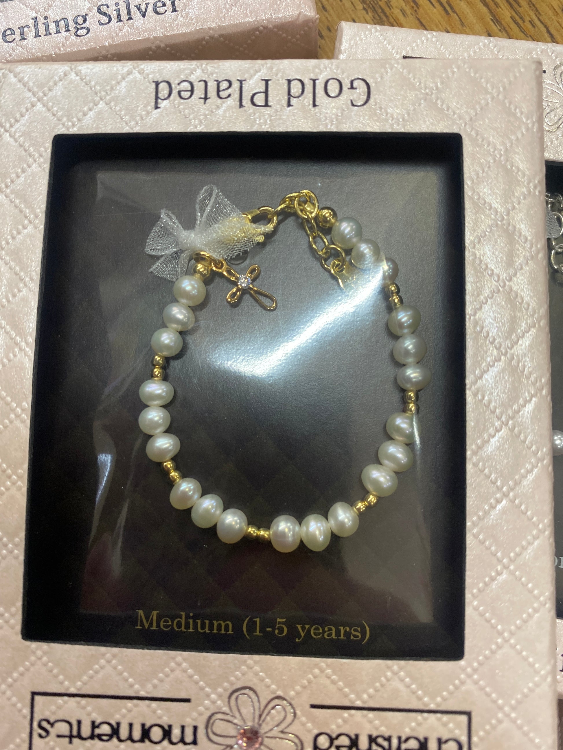 MAE - GLD BRCLET W/PEARLS & CROSS - MD - Pharm Favorites by Economy Pharmacy