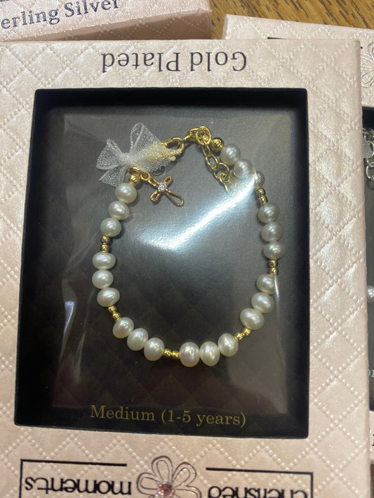 MAE - GLD BRCLET W/PEARLS & CROSS - MD - Pharm Favorites by Economy Pharmacy
