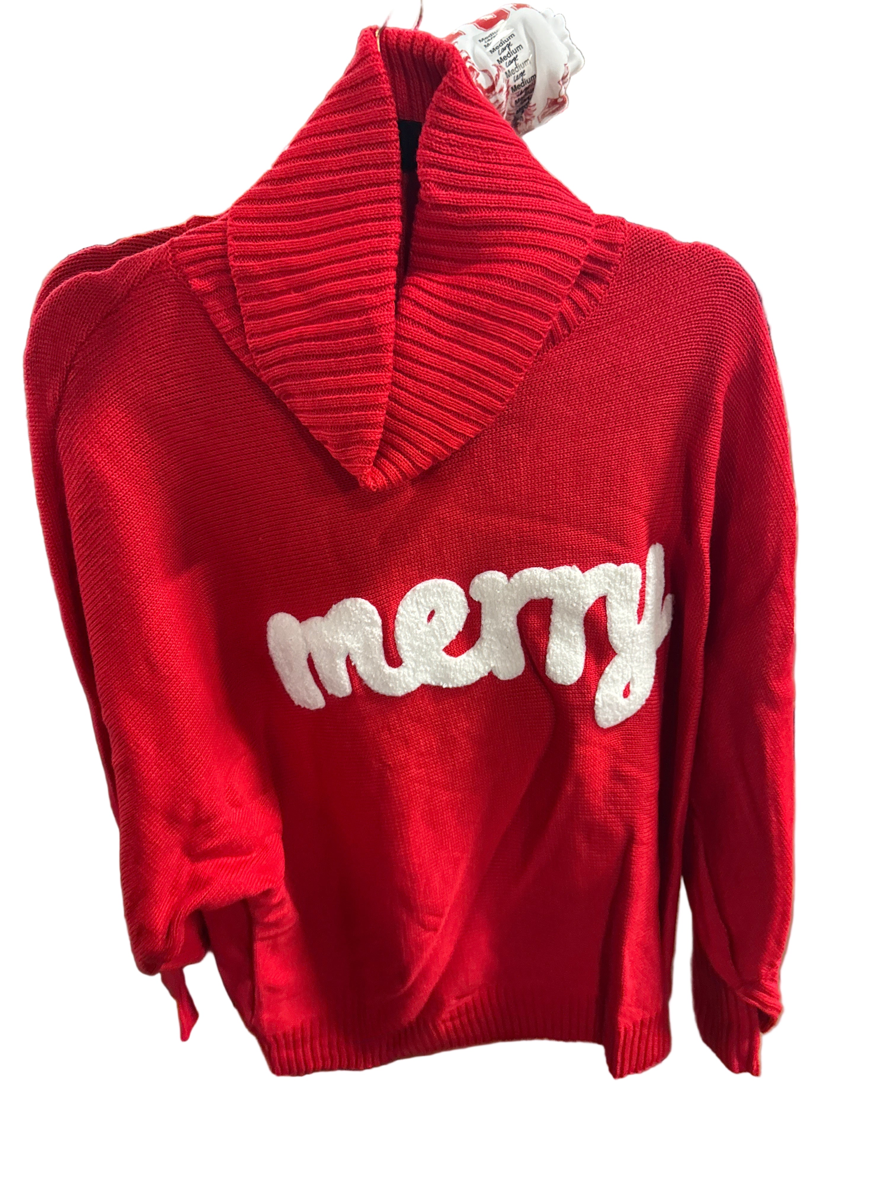 RED MERRY TURTLENECK SWEATER