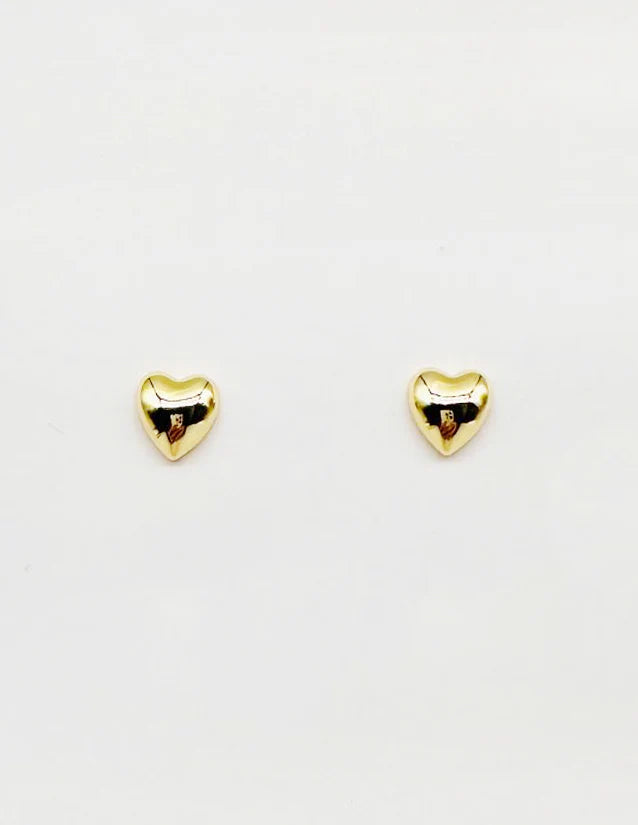 Gold Puffy Heart .5" Stud Earrings