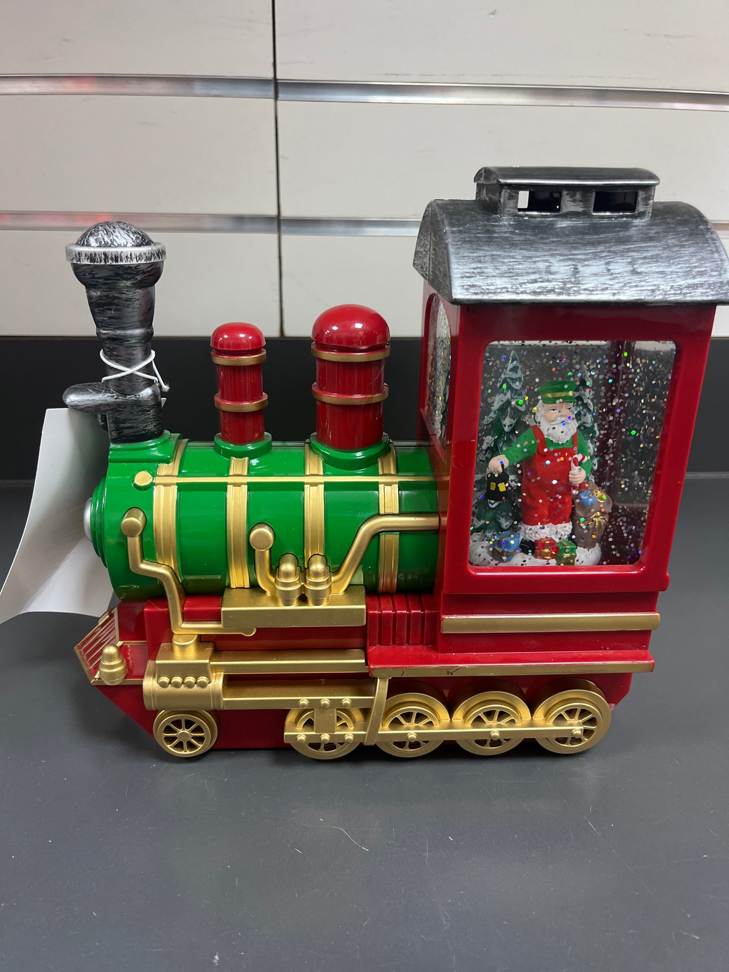 SANTA'S WORKSHOP TRAIN GLITTER LANTERN