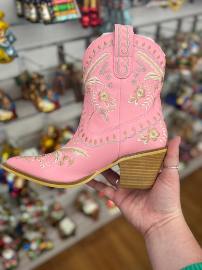 Corral Pink Embroidered Western Boots