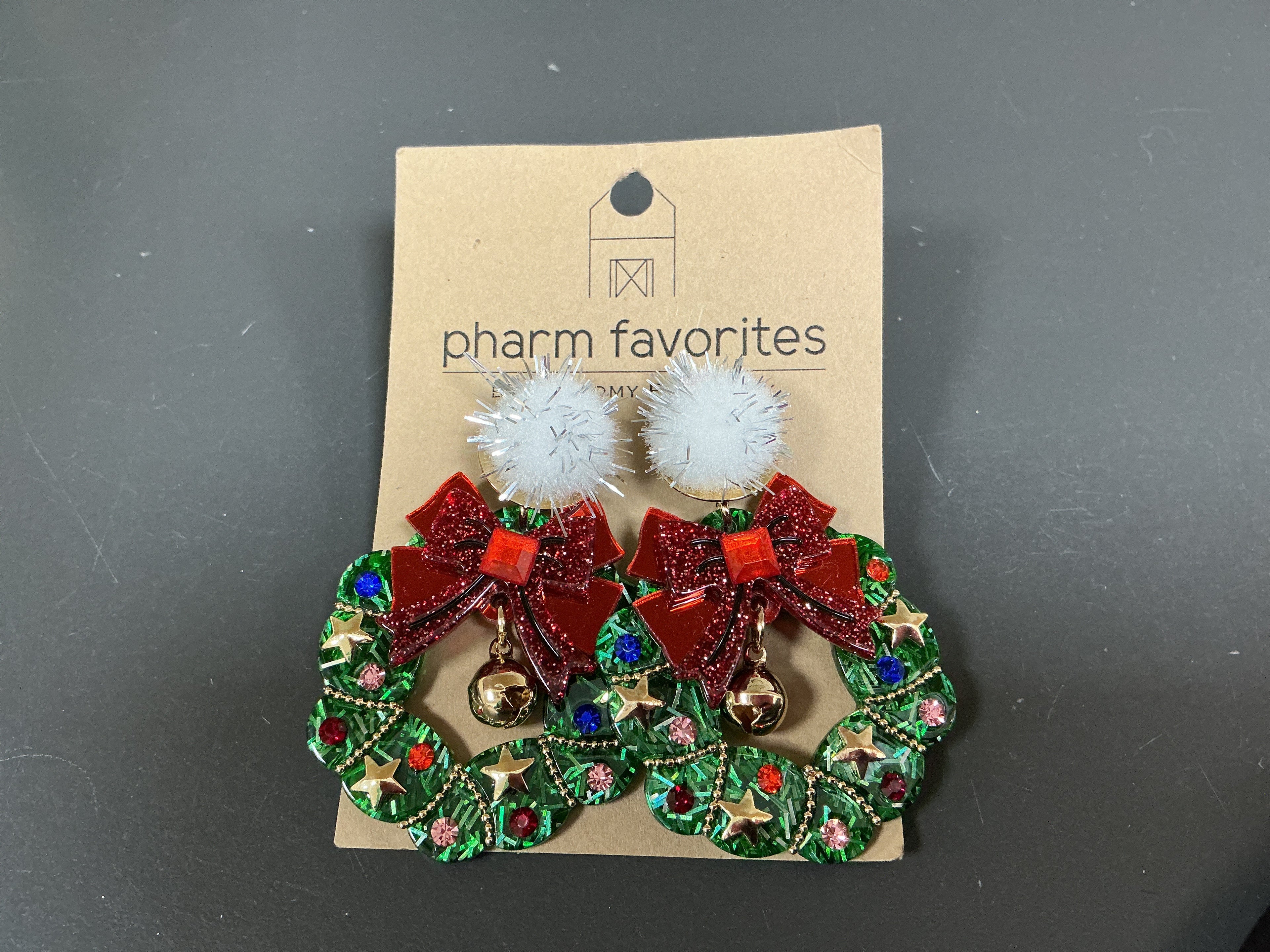 Acrylic Christmas Wreath Earrings