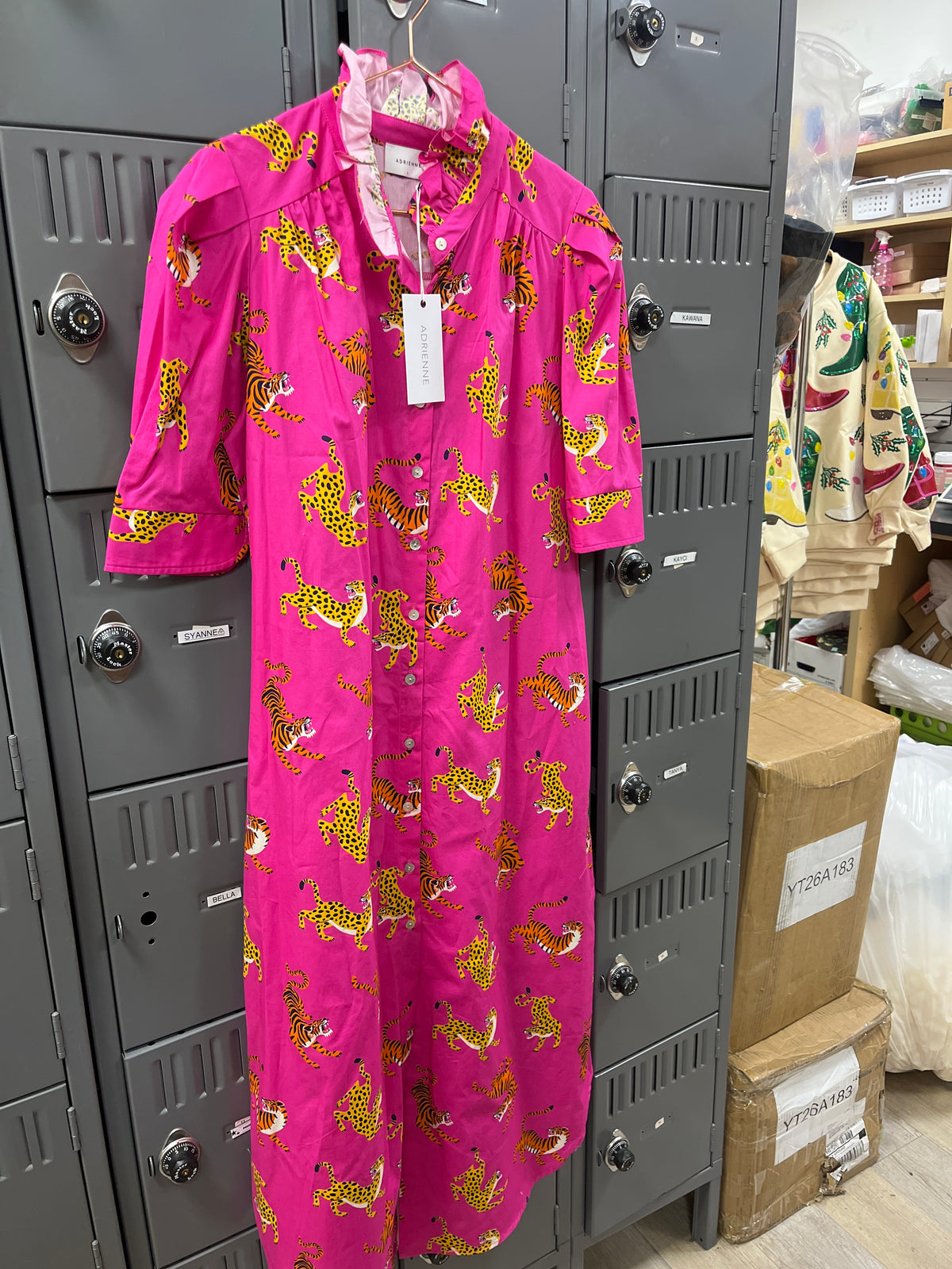 SAFARI POP PUFF ELASTIC SHORT SLEEVE DRESS
