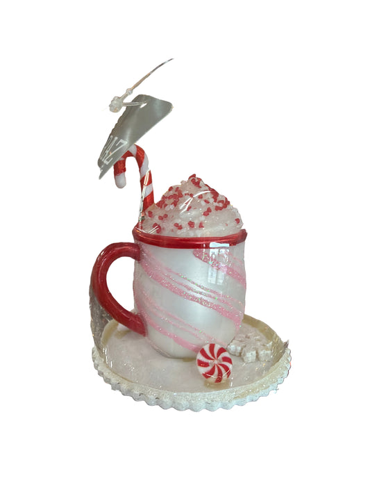 RAZ ORNAMENT-PEPPERMINT DRINK CLOCHE