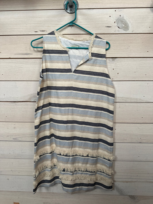 EVIE FRINGE DRESS CAROLINA BLUE STRIPE