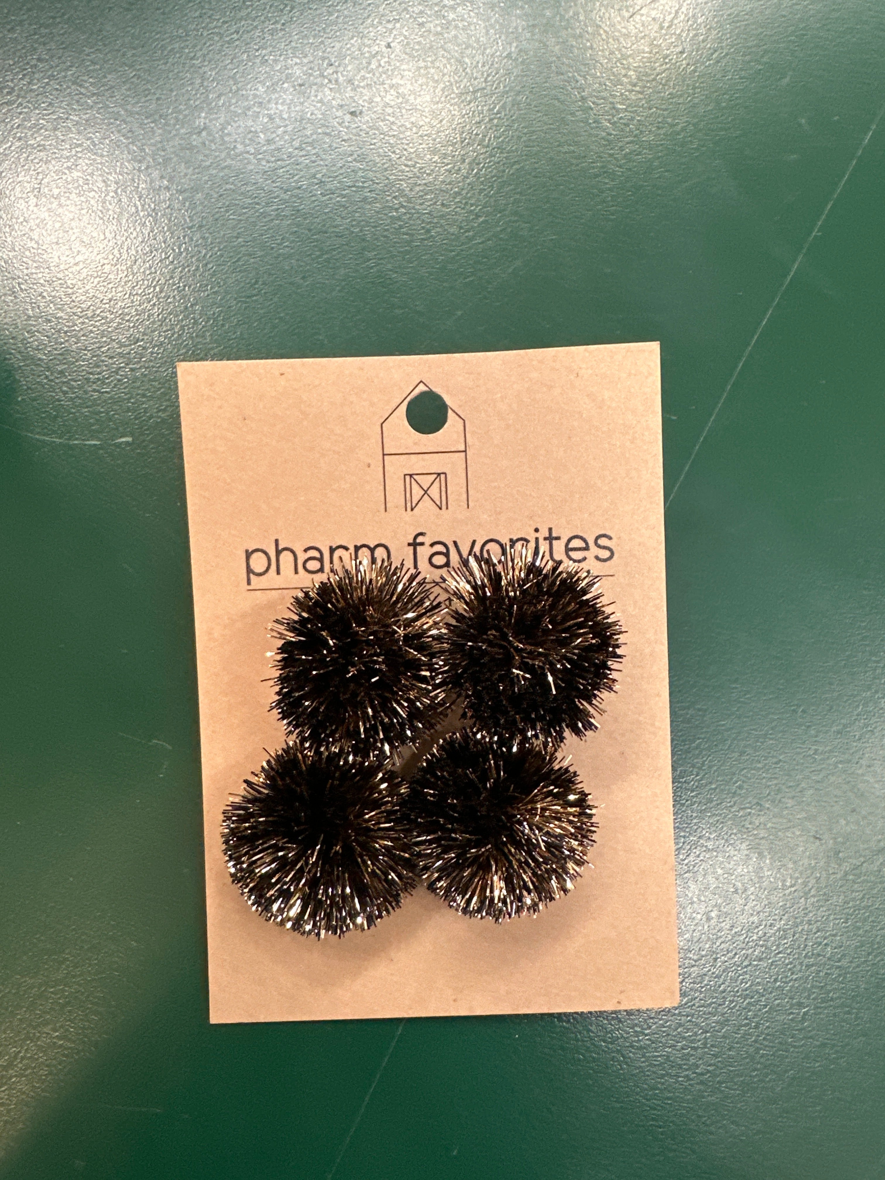 GAMEDAY POMS EARRINGS - BLK/GOLD