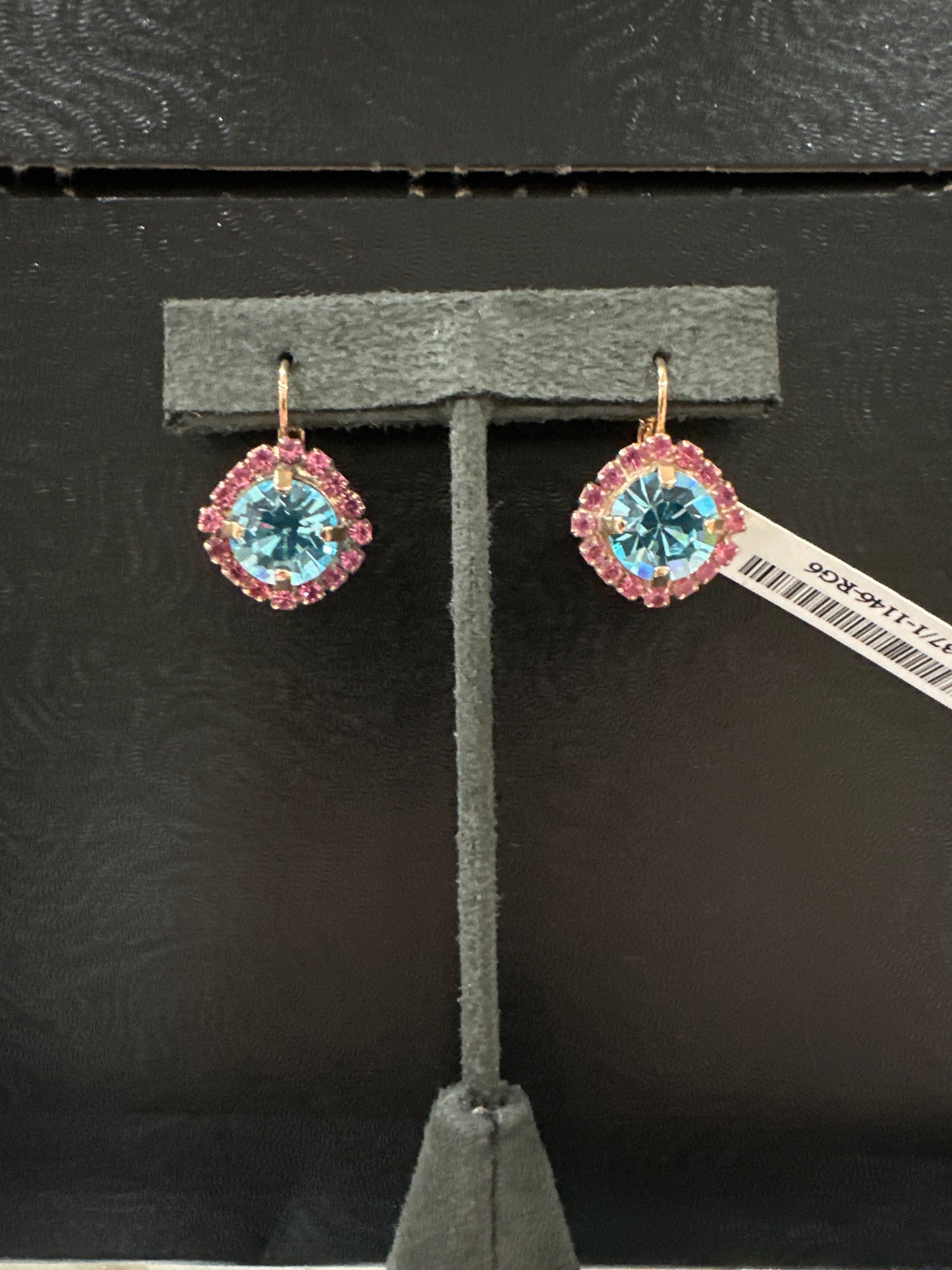 MARIANA EARRINGS - RG - PNK FLOWER LT BLUE CENTER