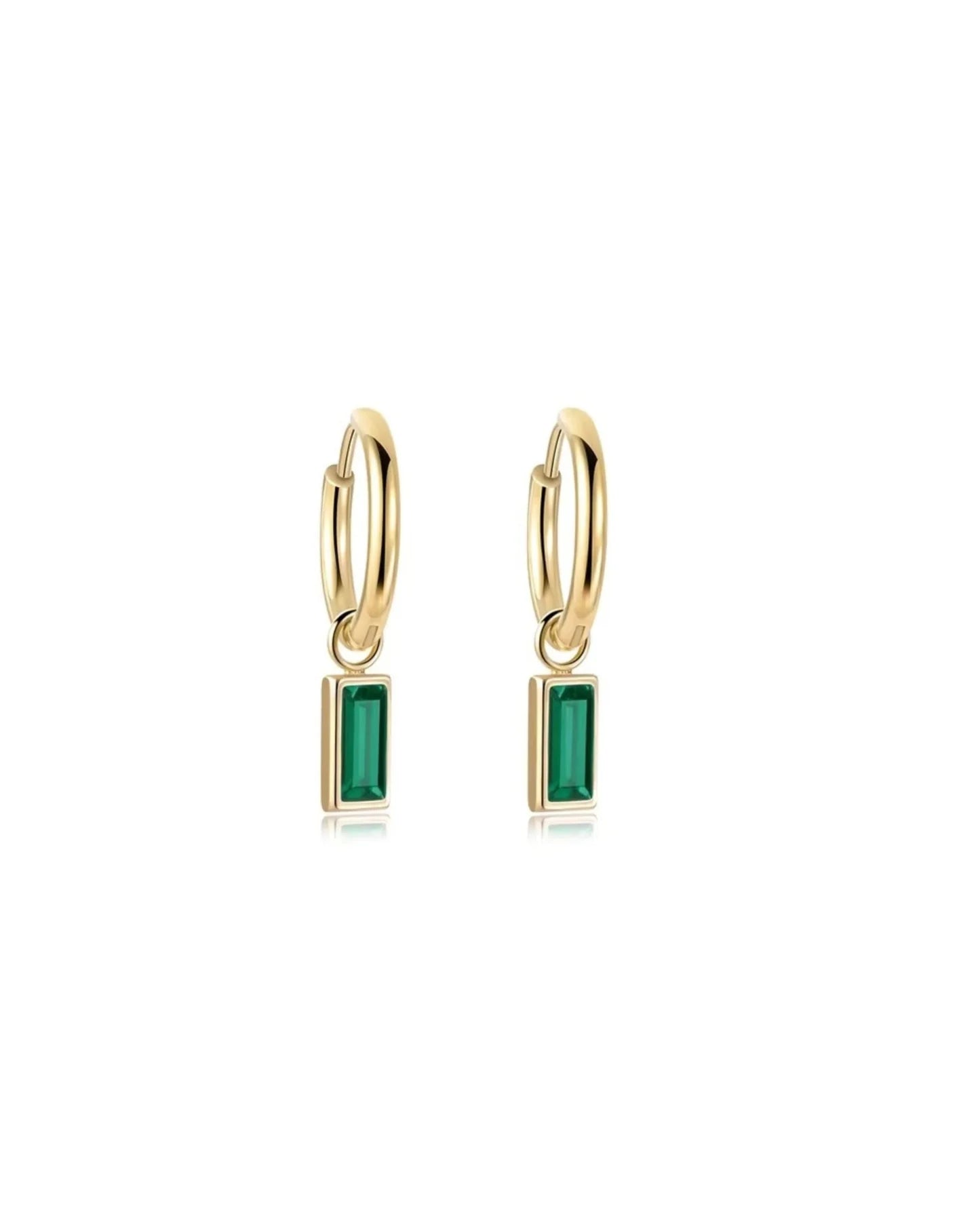 HUGGIE CHARM EARRINGS - EDITH GREEN & GOLD