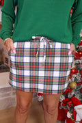 WHITE CHRISTMAS PLAID SKORT