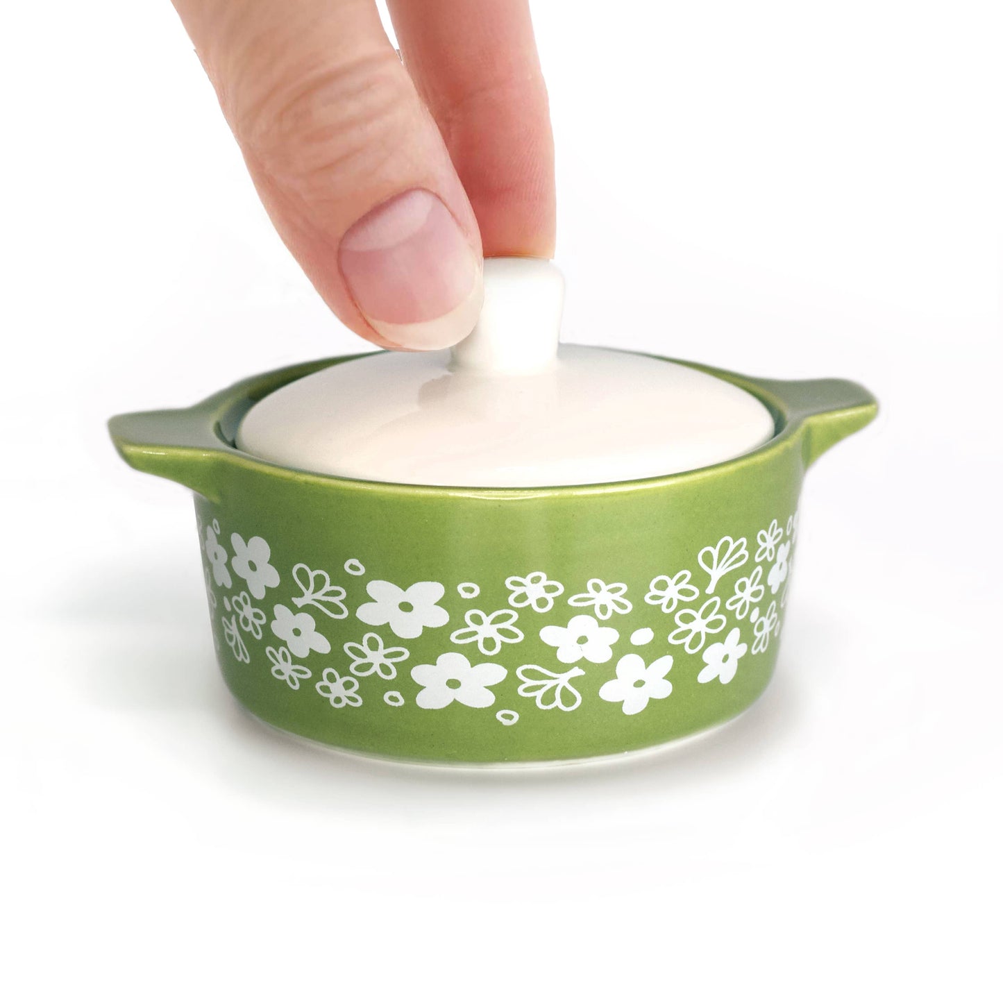 PYREX-INSPIRED SPRING BLOSSOM CASSEROLE CERAMIC TRINKET BOX