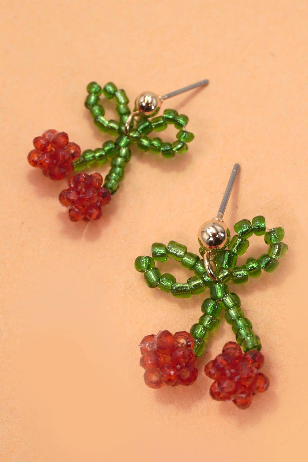 CHERRY BEADED DROP EARRINGS