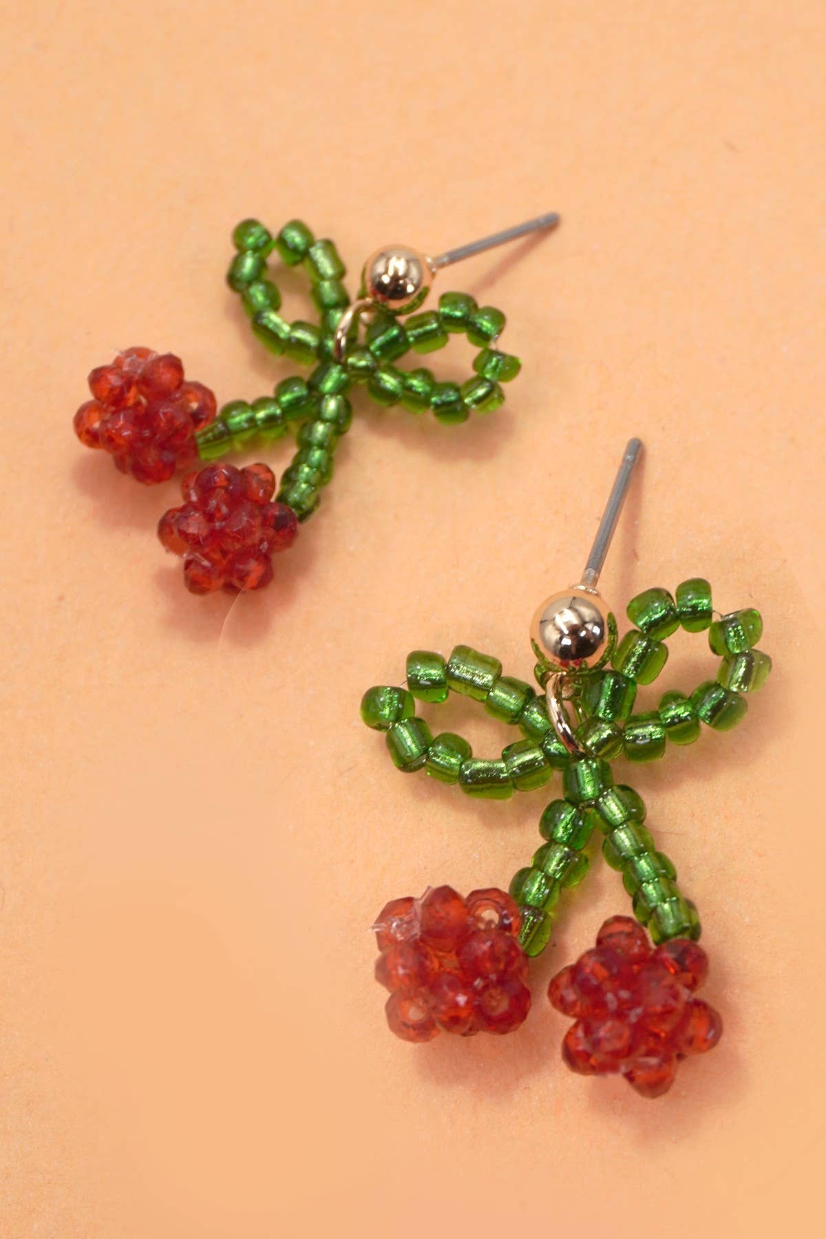 CHERRY BEADED DROP EARRINGS