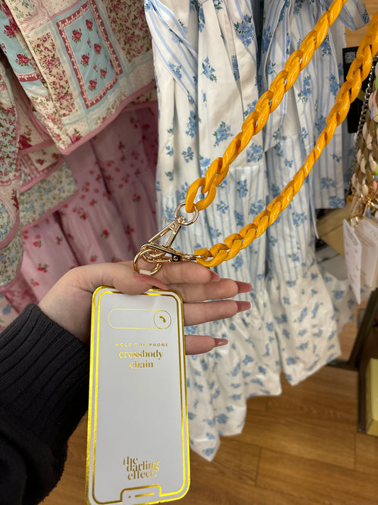 DARLING EFFECT HOLD THE PHONE CROSSBODY CHAIN - ORANGE