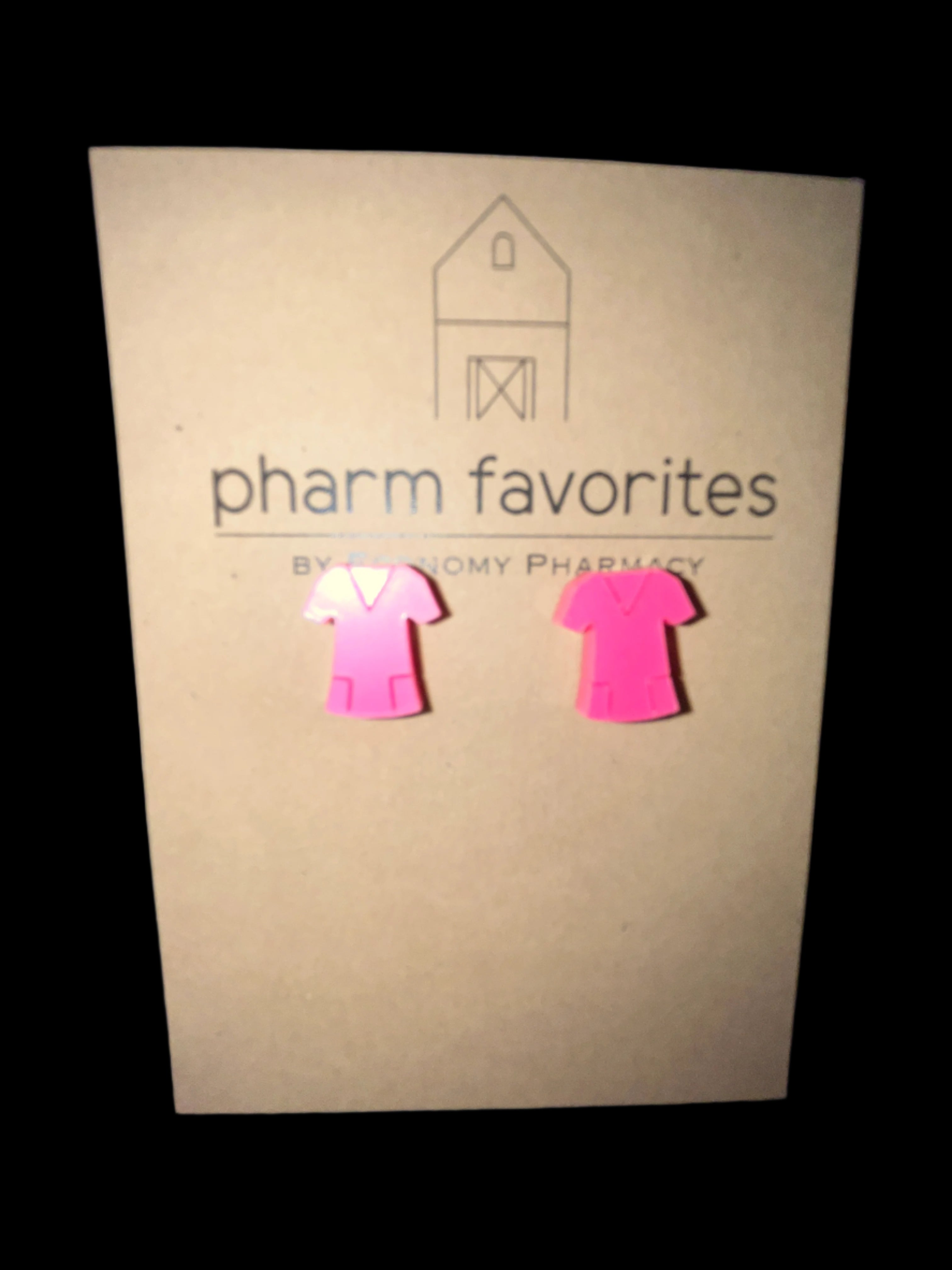 PINK ACRYLIC SCRUB TOP STUD EARRINGS