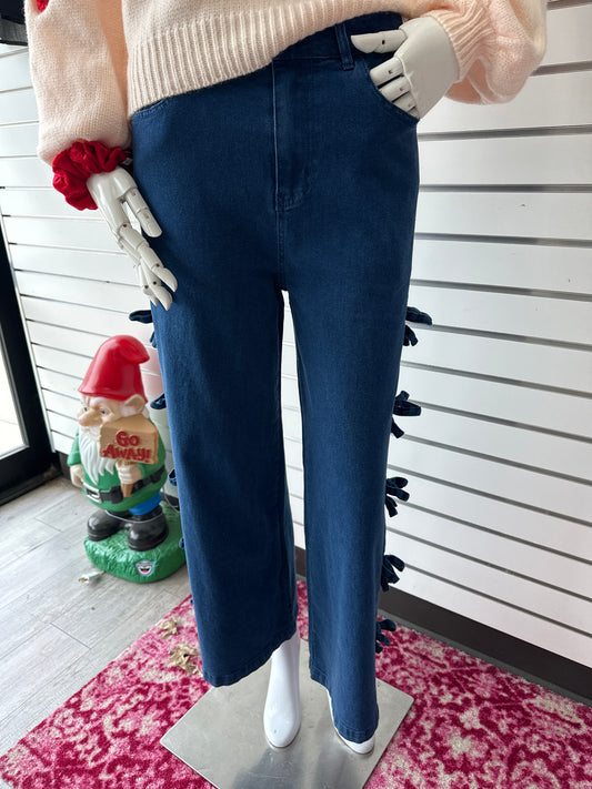 DK DENIM JEANS WITH TIES DOWN SIDE SEAM - M