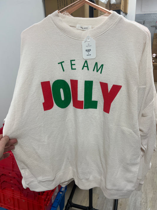 TEAM JOLLY GRAPHIC CLOUDY KNIT TOP